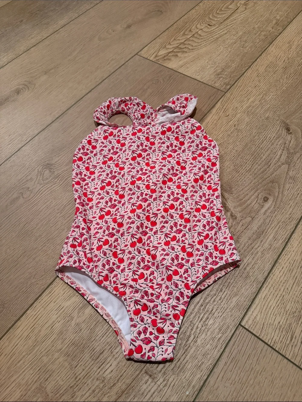 Boden Cherry Ruffle One-Piece Swimsuit - Pink, Red & Green
